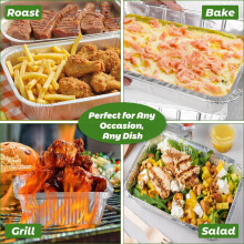 10 Pack Large Aluminium Foil Trays (32x21x5 cm) - Heavy Duty Disposable Roasting Pans & Deep Baking Tins - Rectangular Foil Containers for Oven Cooki