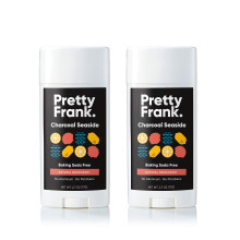 Pretty Frank Natural Aluminum-Free Deodorant Stick with Charcoal, Baking Soda-Free, Charcoal Seaside (2-Pack) | Sensitive Skin Friendly, Effective Odo