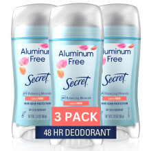 Déodorant Secret sans Aluminium pour Femmes, Protection 48h, Sans Parabènes, Colorants, Talc & Bicarbonate, Minéraux Équilibrants, Senteur Rose