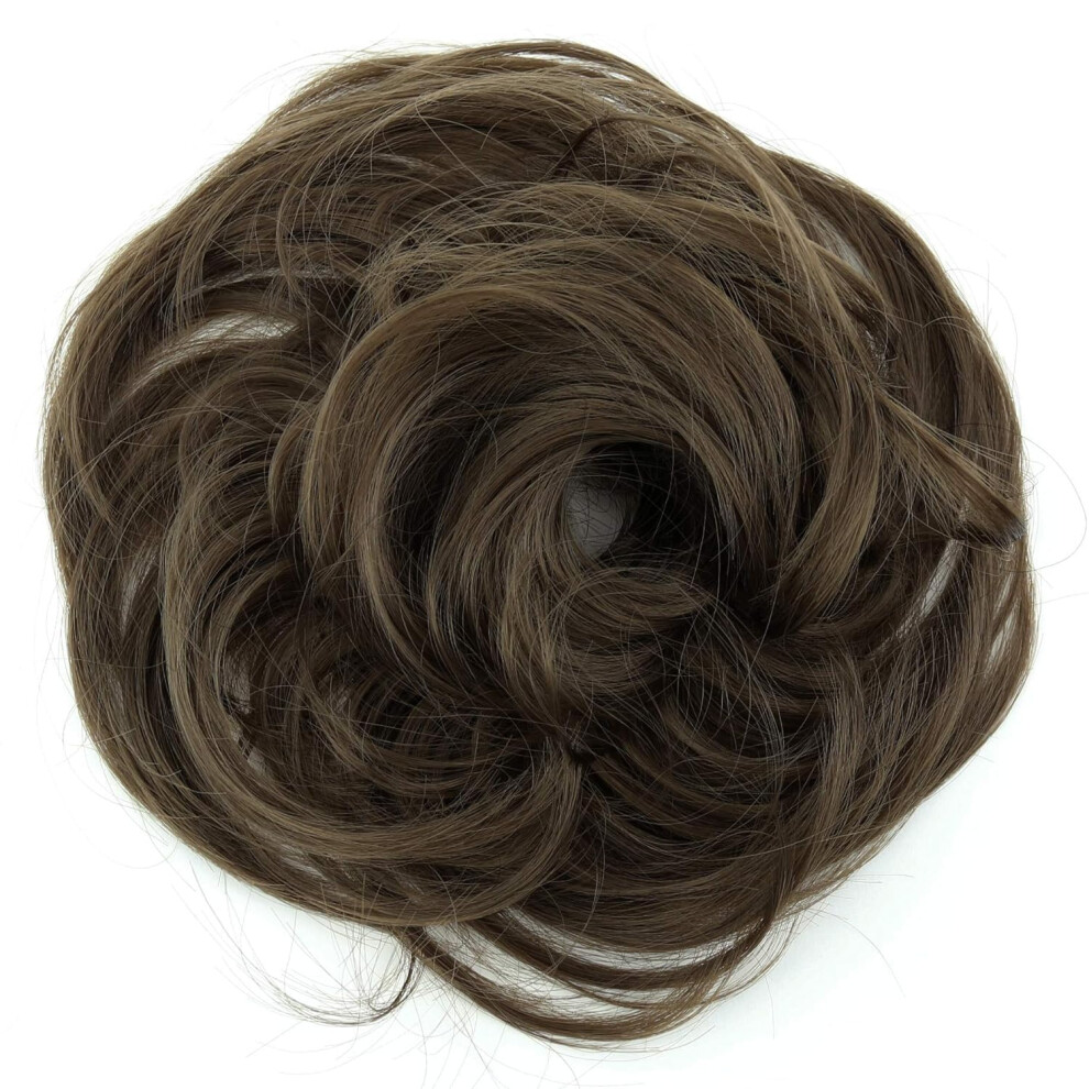Caisha Unisex Dark Synthetic Fiber Hairpiece Scrunchie Scrunchy Updo Slightly Wavy Blonde Mix G22b