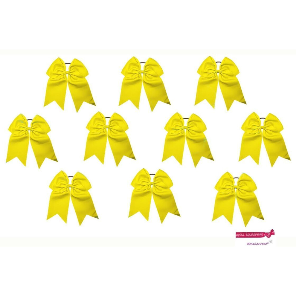 Kenz Laurenz 7" Jumbo Cheer Bow Big Hair Bows With Ponytail Holder Large Classic Accessories For Teens Women Girls Softball Cheerleader Sports Elastic