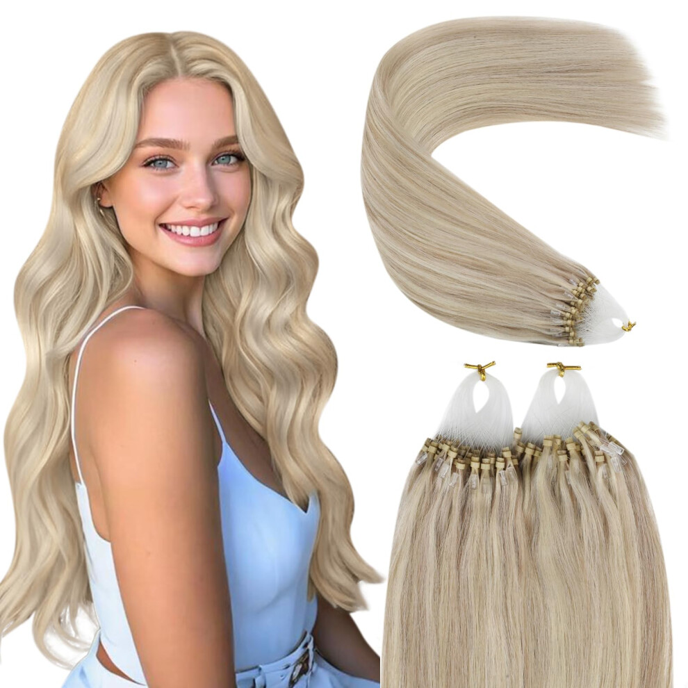 Youngsee Unisex Micro Loop Hair Extensions Real Human Hair Blonde Bead Extensions Human Hair Highlight Blonde And Ash Blonde Micro Hair Extensions Human Hair