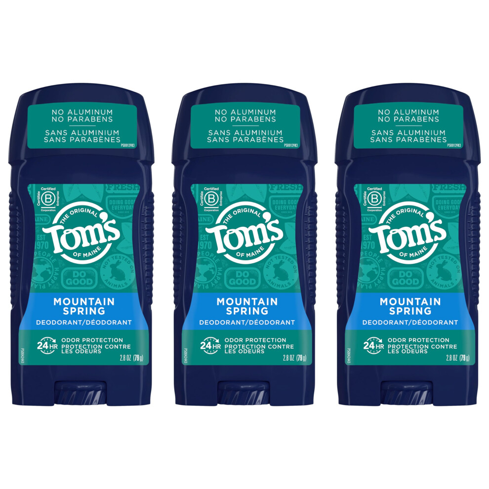 Tom's Of Maine Natural Deodorant For Men, Mountain Spring, 2.8 Oz. 3-Pack