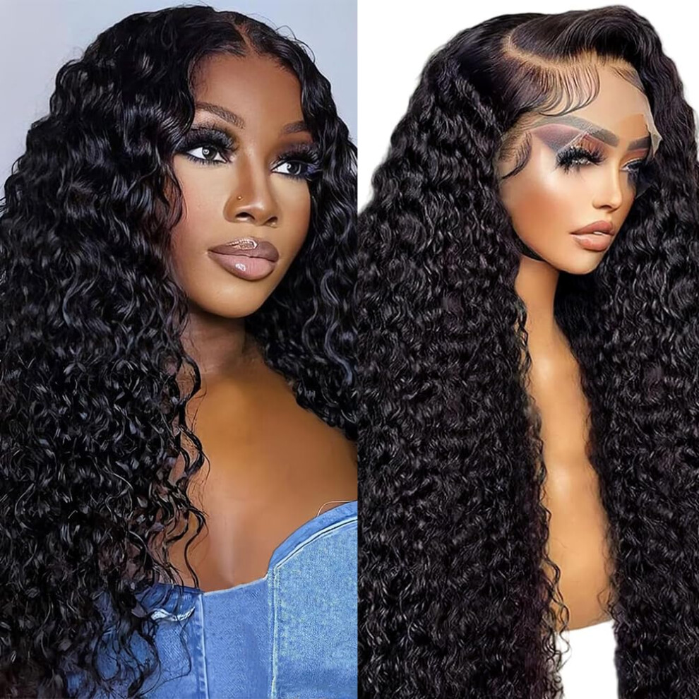Firieya Unisex 13X6 Deep Wave Lace Front Wigs Human Hair 200 Density Hd Full Lace Frontal Wigs For Women Deep Curly Glueless Wigs Human Hair Pre Plucked With