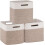 3-Pack Cotton Rope Cube Storage Bins 11 in White Brown 1