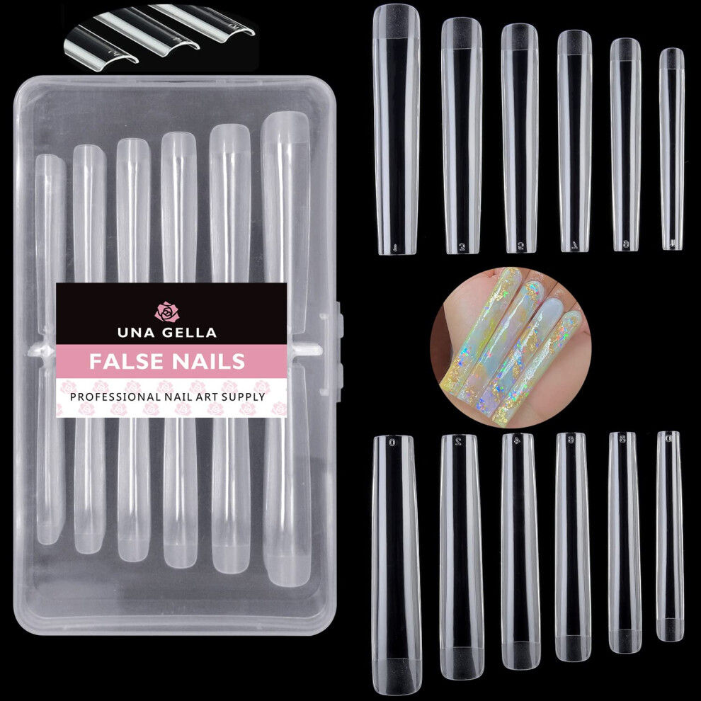 Una Gella Extra Long Square Gel Nail Tips 120Pcs 12 Sizes Acrylic Soft Nail Jelly Gelly Tips Diy