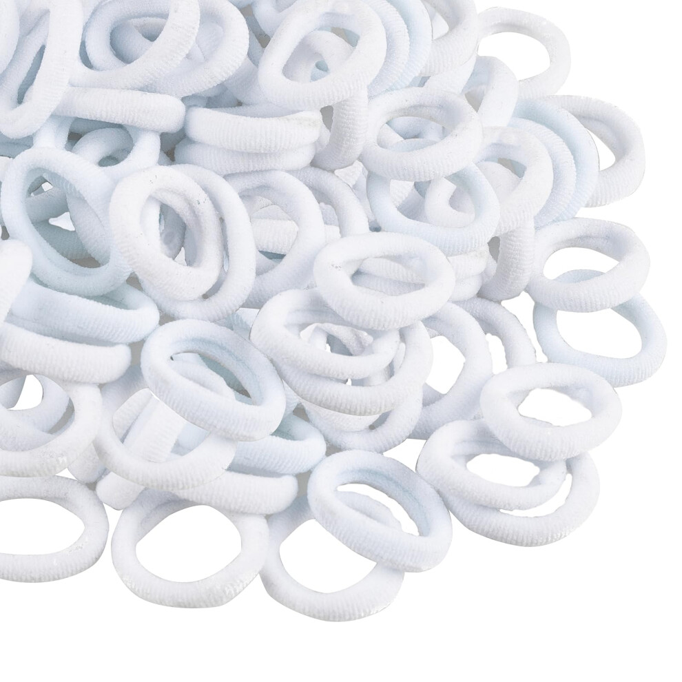 Tvinlik White 400 Pcs Baby Hair Ties - No Damage Elastic Ponytail Holders, Soft Seamless Multicolor Hair Bands For Toddlers And Girls, Baby Hair Accessories (White)