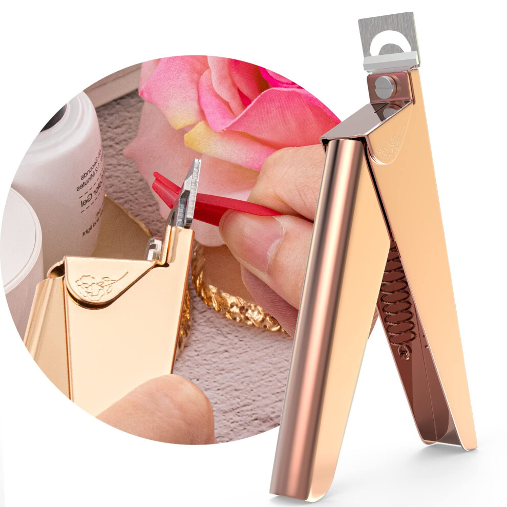 Belleboost Gold Premium Adjustable Nail Clippers For Acrylic Nails, Professional Stainless Steel Fake False Nail Tip Clipper Cutter Trimmer, Sharp Bla