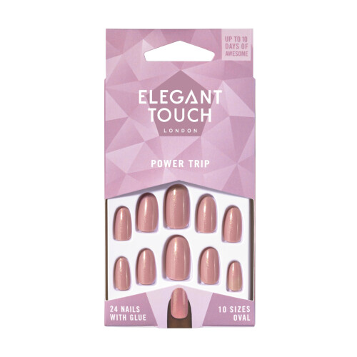 Elegant Touch Elegant Touch - Colour Nails - Power Trip - Shimmer Dusky Rose - Oval Shape