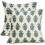 Fodere per cuscini floreali verde salvia e blu, 45x45 cm, set da 2 1