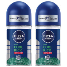 Nivea Men Roll On Deodorant Cool Kick Extra Dry Freezy Green 50mL Long-Lasting Freshness Anti-Perspirant 48H Protection Quick Drying Formula Gentle on