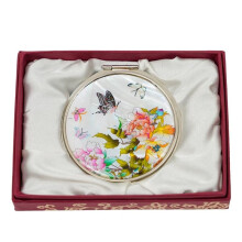 February Mountain Mother of Pearl Compact Spegel - Dubbel Förstoring Present för Kvinnor