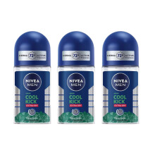Nivea Men Roll On Deodorant Cool Kick Extra Dry Freezy Green 50mL Long-Lasting Freshness Anti-Perspirant 48H Protection Quick Drying Formula Gentle on