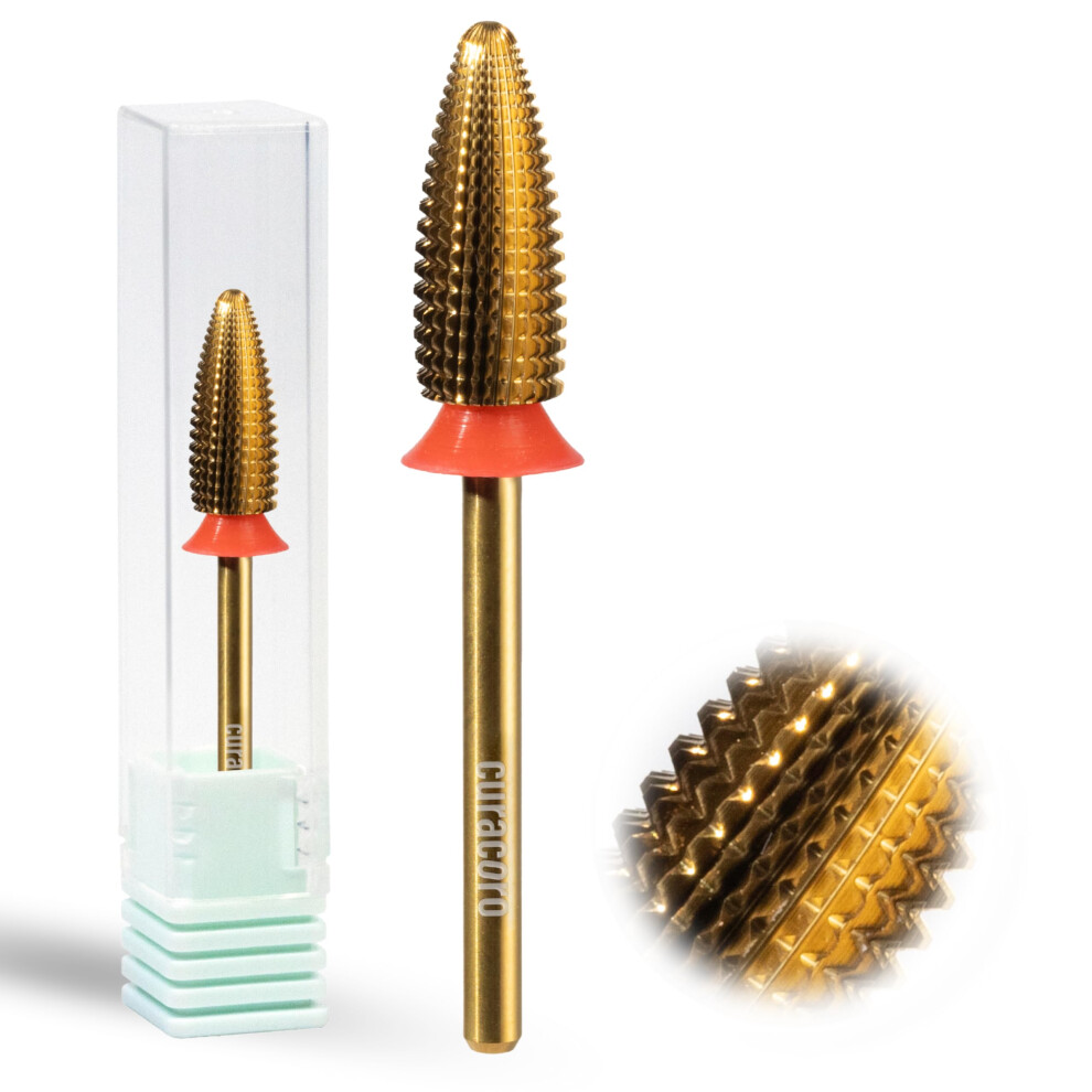 Curacoro Nail Drill Bits 3/32'' - Typhoon Bits, 2 Way, Carbide Bit (Fine) For Gently Removal Of Gel Polish, Buffing To Smooth & Shiny Nails, Precise &