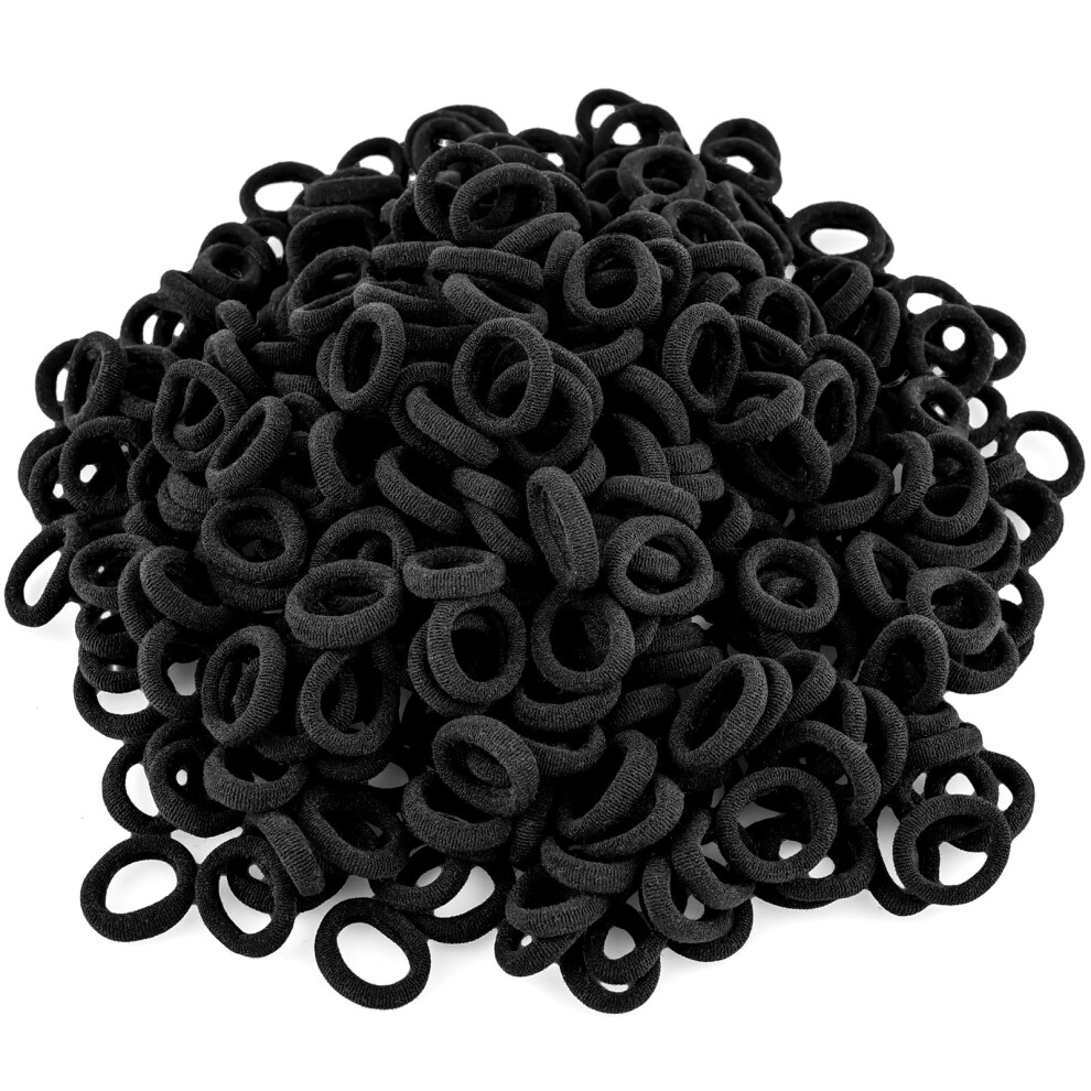 Tvinlik Black 400 Pcs Baby Hair Ties - No Damage Elastic Ponytail Holders, Soft Seamless Multicolor Hair Bands For Toddlers And Girls, Baby Hair Accessories (Black)