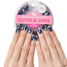 Olive & June Uñas Postizas Instant Mani | Cortas, Redondas 42 Uñas Falsas, 21 Tamaños | No Tóxicas, Materiales Reciclados