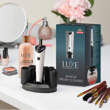 Luxe Electric Makeup Brush Cleaner Machine with Cleaning Solution - USB Charging Station, Automatic Brush Washer and Dryer - 3 Adjustable Speeds for E