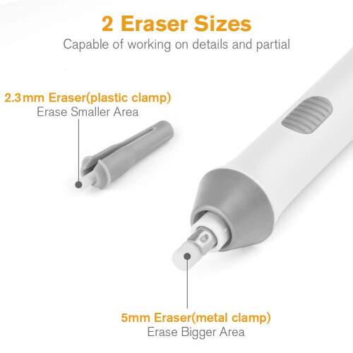 OFFCUP Electric Eraser, Portable Pencil Eraser, 22pcs Refills, Automatic for Sketching/Drafting/Drawing/Graphite Pencils White 2