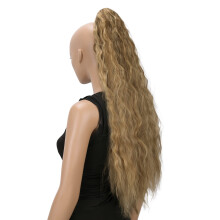CAISHA 28" Extra Lunga Coda di Cavallo Voluminosa e Ondulata Fibra Sintetica Resistente al Calore Biondo Chiaro Mix H718