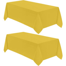 Yellow Polyester Rectangular Tablecloth 90x132in (2 Pack)