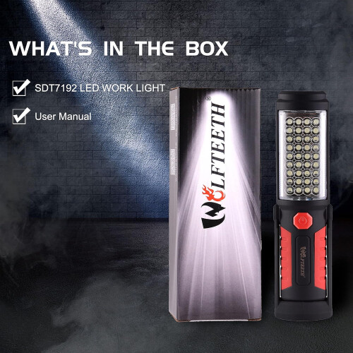 Wolfteeth LED Torches , 36+5 Magnetic Work Light Portable Flashlight Inspection Lamp Camping Light 2