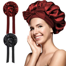 Pack of 2 Silk Bonnet for Sleeping, Satin Bonnet Night Sleep Cap, Satin Hair Cap with Elastic Band for Sleeping, Skin Care, Hair Protection, for Make-