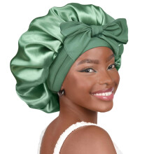 YANIBEST Silk Bonnet for Sleeping Women Satin Bonnet Double Layer Satin Lined Hair Bonnet with Tie Band Curly Hair, Sage, One Size