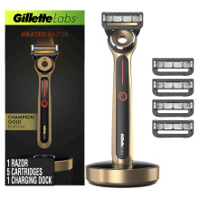 Rasoir Chauffant Gillette Labs Édition Or - 1 Manche, 5 Recharges, 1 Station de Charge