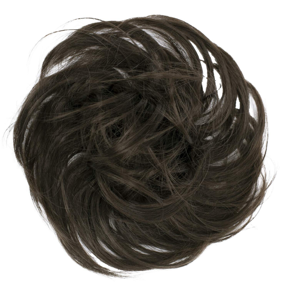 Caisha Unisex Brown Synthetic Fiber Hairpiece Scrunchie Scrunchy Updo Slightly Wavy G6b