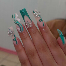 Gifiky Uñas Postizas Francesas Largas Cuadradas Tips de Uñas con Diseño 24Pcs