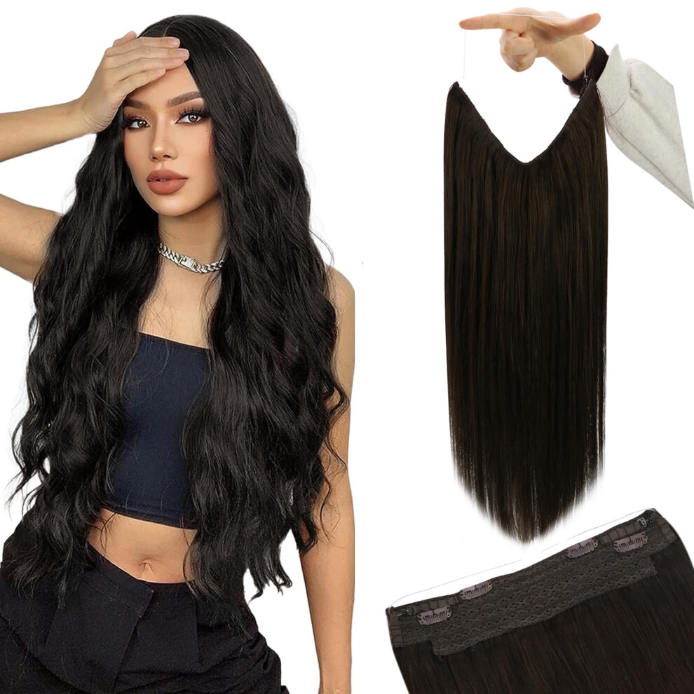 Youngsee Unisex Brown Wire Extensions Wire Hair Extensions Real Human Hair Darkest Secret Hair Wire Extensions Wire Couture Human Hair Extensions