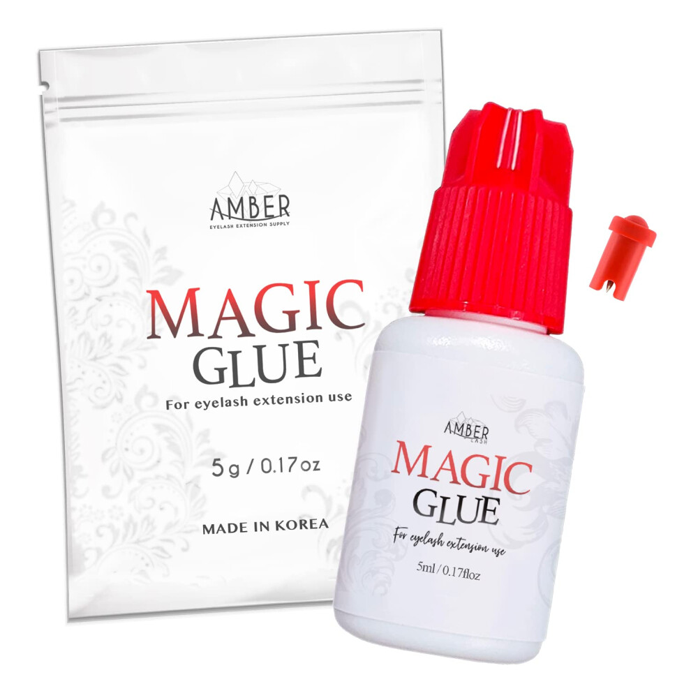 Amber Lash Black/Amber Mild Sensitive Eyelash Extension Magic Glue For Professional Lash Extensions, 1-2 Sec Dry Time & Up To 6 Weeks Retention, Adhesive By Lash