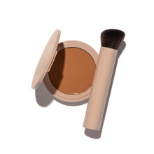 No Makeup Makeup Långvarig Lätt Foundation & Borste Duo | Cruelty-Free, Doftfri, Byggbar, Transferproof (Golden Tan)