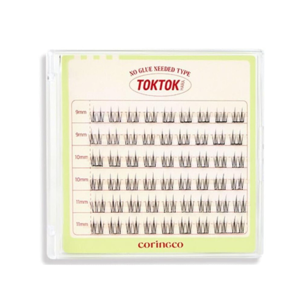 Coringco Light Toktok Hara Self Adhesive False Eyelashes, Natural Look, No Glue Needed, Assorted Set Of 9/10/11Mm, Reusable Lash Clusters Kbeauty - Sh