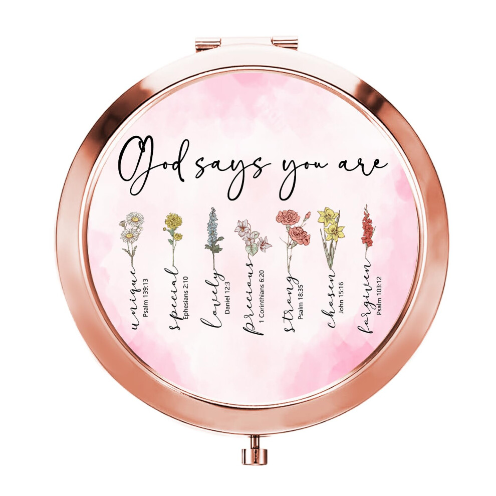 Gaolziuy Gold Christian Gifts For Women, Inspirational Gifts, Rose Bible Compact Mirror, Religious Gifts For Her, Verse Makeup Mirror, Spiritual Gifts
