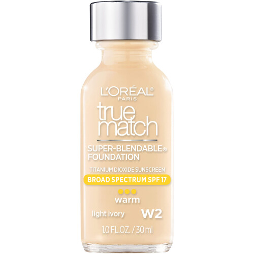 L'Oreal Paris Makeup True Match Super-Blendable Foundation, Light Ivory W2, 1 Fl Oz