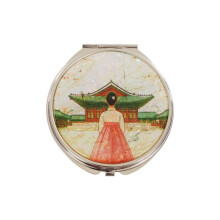 February Mountain Mother of Pearl Compact Spegel - Dual Förstoring Gåva för Kvinnor, Mamma, Syster