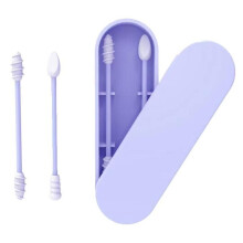 Cotton Fioc in Silicone Riutilizzabili a Doppio Estremità - Per Cura delle Orecchie e Necessità da Viaggio (Blu)