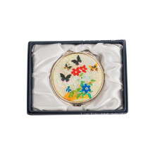 February Mountain Mother of Pearl Compact Spegel - Dubbel Förstoring Gåva till Kvinna, Mamma, Syster
