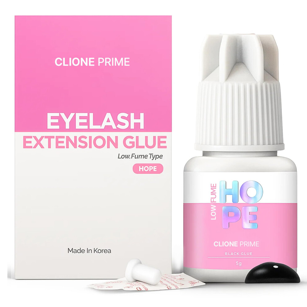 Clione Prime Black Sensitive Eyelash Extension Glue - Pegamento De Pestaas Pelo A Pelo Sensitive Lash Glue For Eyelash Extensions 3Ml Drying Time 2 Sec Retention 8