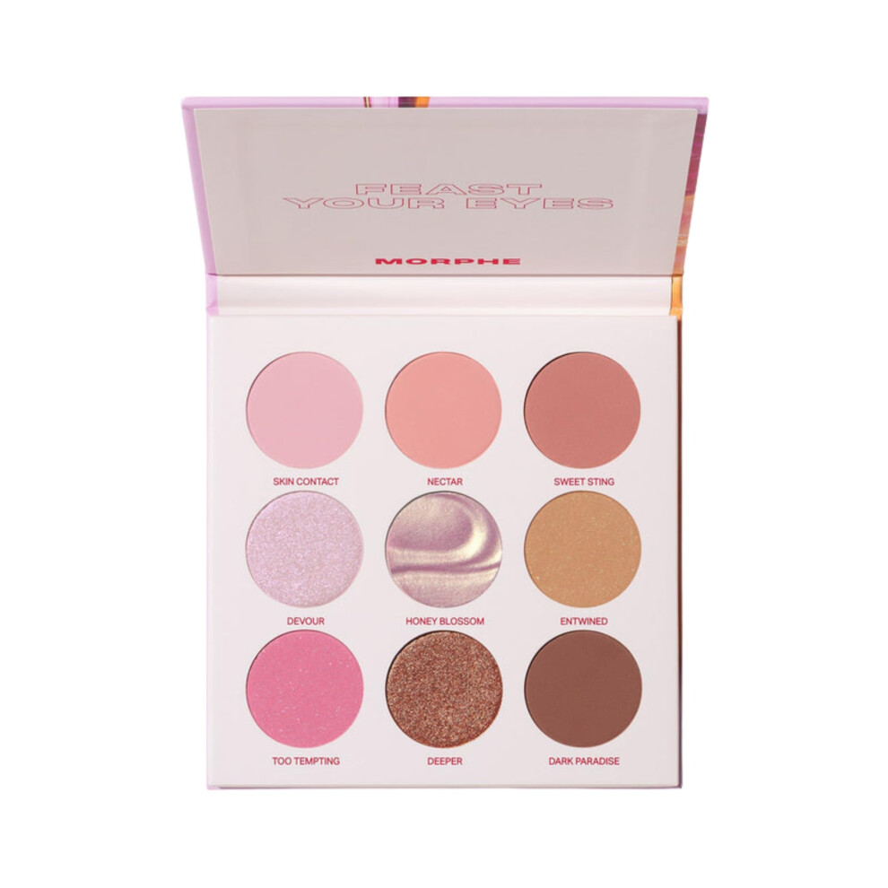 Morphe Forbidden Honey Artistry Palette - Foil-Effect Eyeshadow Palette With Matte, Shimmer & Foil Finishes - Pink & Brown Eyeshadow With Luminous Pay