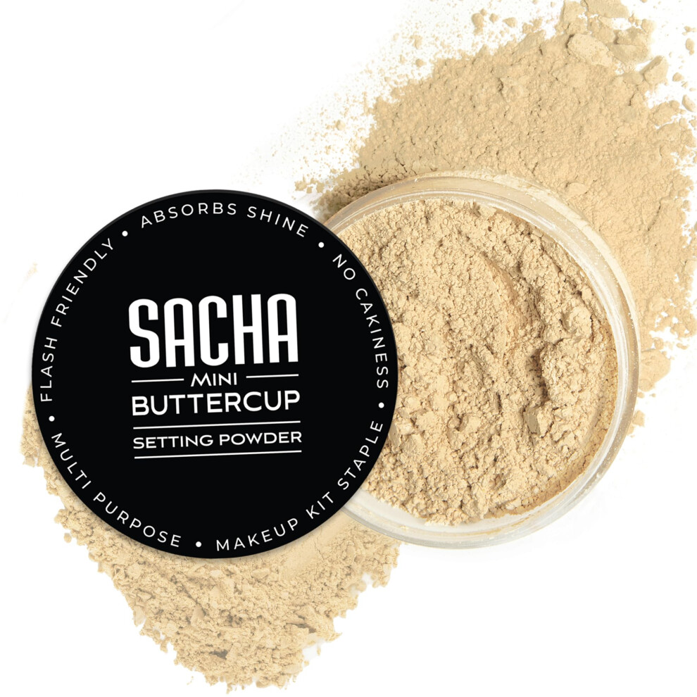 Sacha Cosmetics Sacha Buttercup Light Mini Setting Powder. No Ashy Flashback. Blurs Fine Lines And Pores. Loose, Translucent Face Powder To Set Makeup Foundation Or C