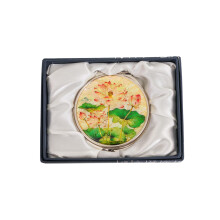 February Mountain Mother of Pearl Compact Spegel - Dubbel Förstoring Present för Kvinna, Mamma, Syster