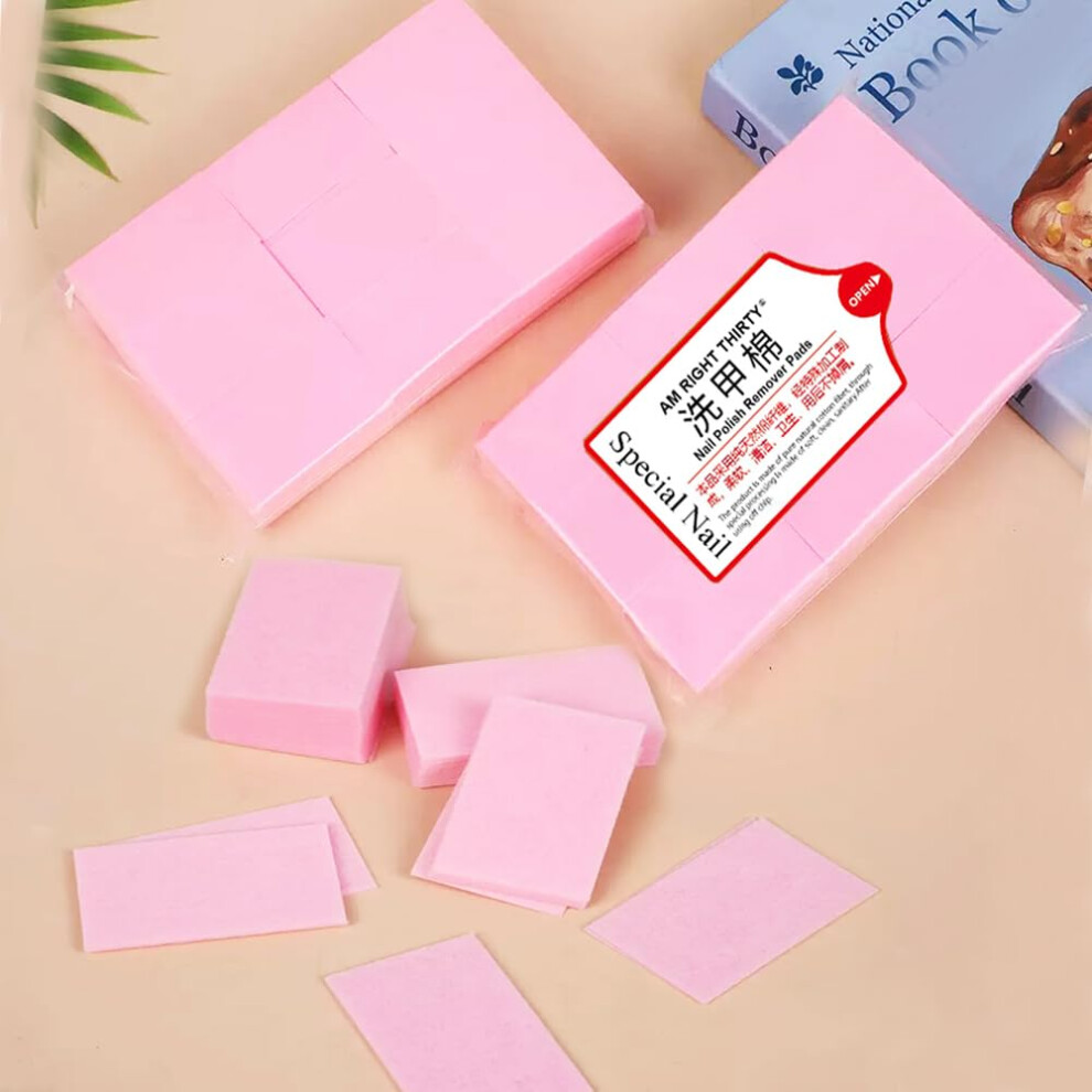 Am Right Thirty Pink Lint Free Nail Wipes -540Pcs Non-Woven Fabric Nail Cleaning Pads, Lash Extensions Glue Cleaning Wipes Salon Supplies(Pink)
