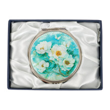 February Mountain Mother of Pearl Compact Spegel - Dubbel Förstoring Gåva till Kvinna, Mamma, Syster