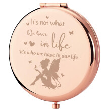Fina Gåvor för Kvinnor, Pixie Compact Spegel, Fairy Fan Gåva, Roséguld Compact Spegel