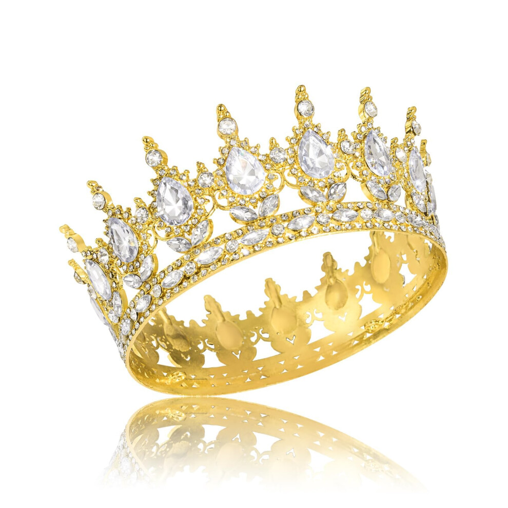 Onedor Unisex Gold Queen Crown For Women Princess Tiara Headband For Wedding Birthday Pageant Elegant Hair Accessories And Crown Cake Topper