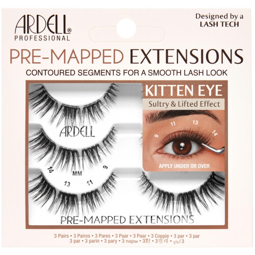 Ardell Ardell Pre-Mapped Eyelash Extensions - False Lashes Kitten Eye, Reusable Segmented Lash Strips, Natural-Looking Lash Extensions, 3 Pack