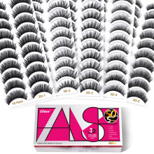 Eliace Falska Ögonfransar Naturlig Look Kattöga Fransar 3D Mink 50 Par 5 Stilar