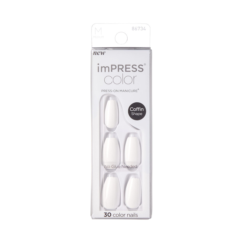 Impress Kiss Color Press-On Nails Polish-Free Manicure Set, Frosting, 30 Chip-Proof, Smudge-Proof Fake Nails
